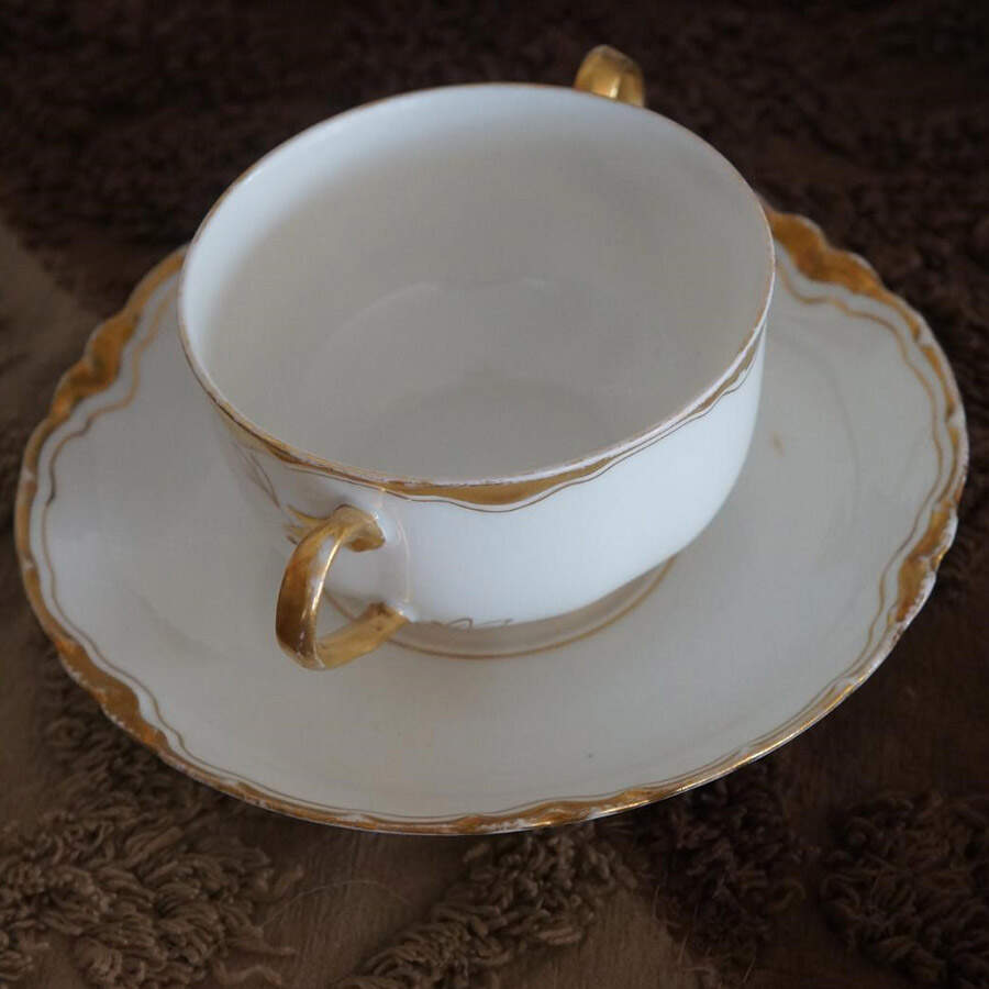 H345 Flat Bouillon Cup & Saucer by Haviland-1