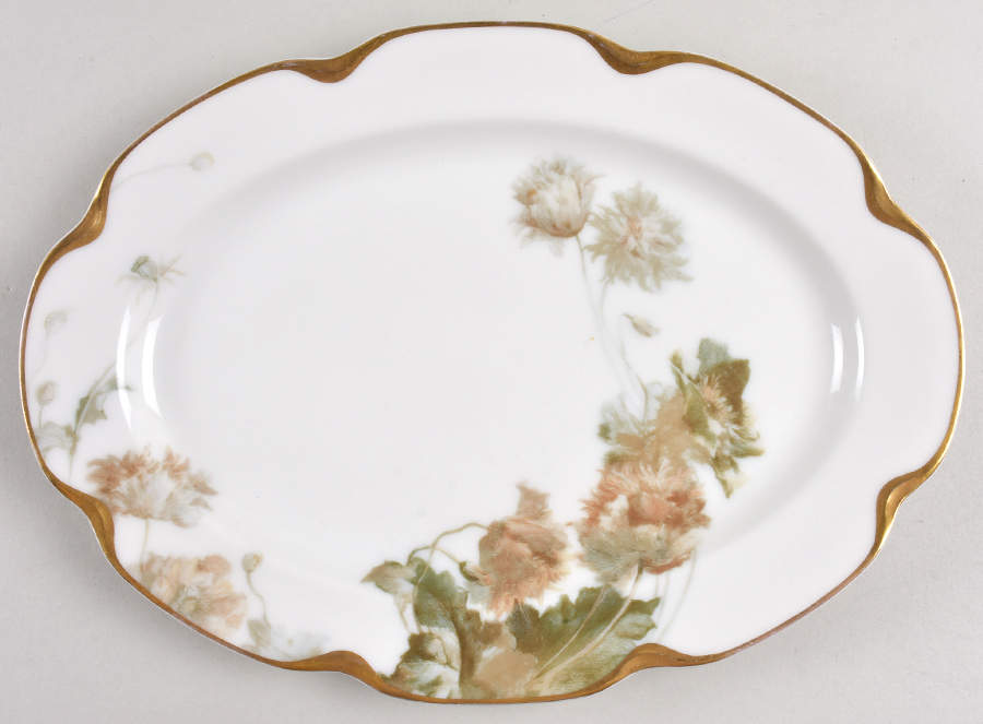 Flowers and Seeds (Blank 19) 11" Oval Serving Platter by Haviland-1