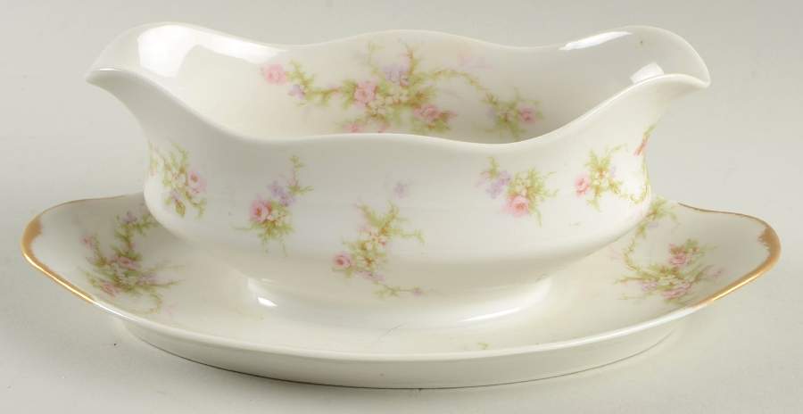 H504 Gravy Boat with Attached Underplate by Haviland-1