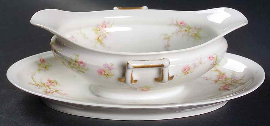 H504 Gravy Boat with Attached Underplate by Haviland-1