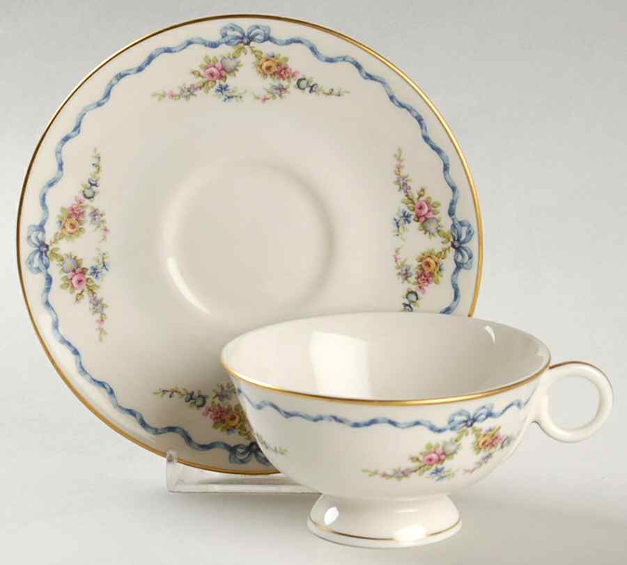 H6 Footed Cup & Saucer Set by Haviland-1