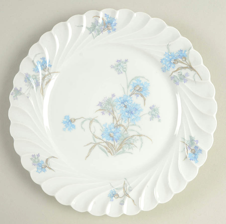 Bergere (Blue Flowers, No Verge Line) Luncheon Plate by Haviland-1
