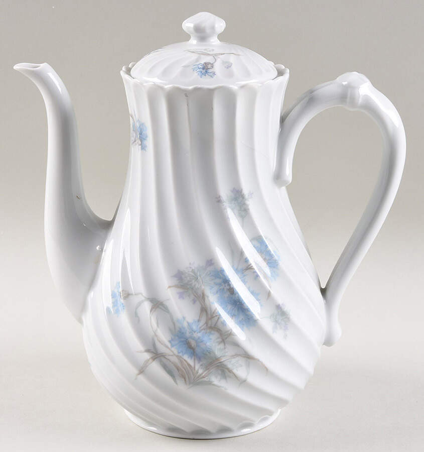 Bergere (Blue Flowers, No Verge Line) Coffee Pot & Lid by Haviland-1