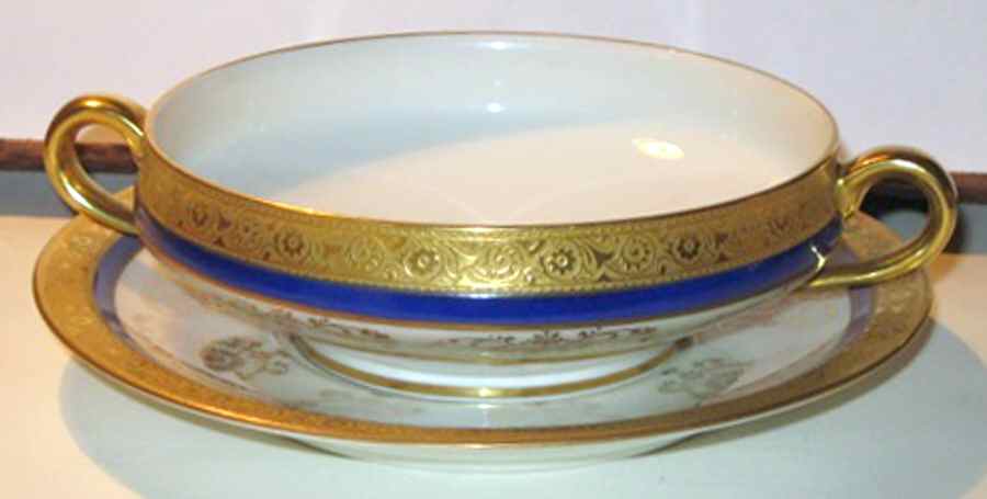 H80 Footed Cream Soup Bowl & Saucer Set by Haviland-1