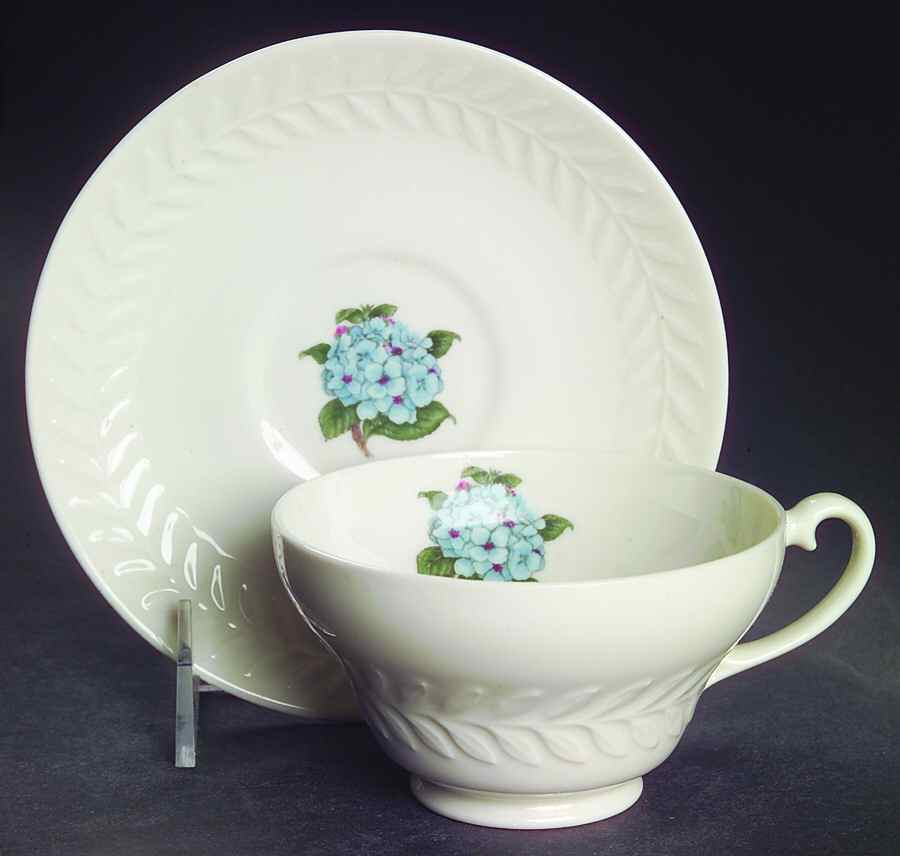 Hydrangea Footed Cup & Saucer Set by Haviland-1