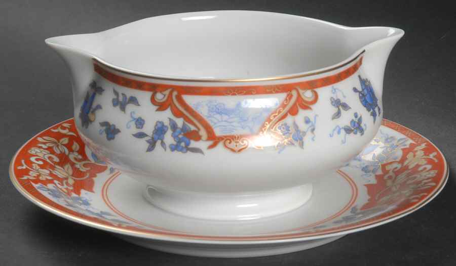 Imari Rouge Sauce Boat with Attached Underplate by Haviland-1
