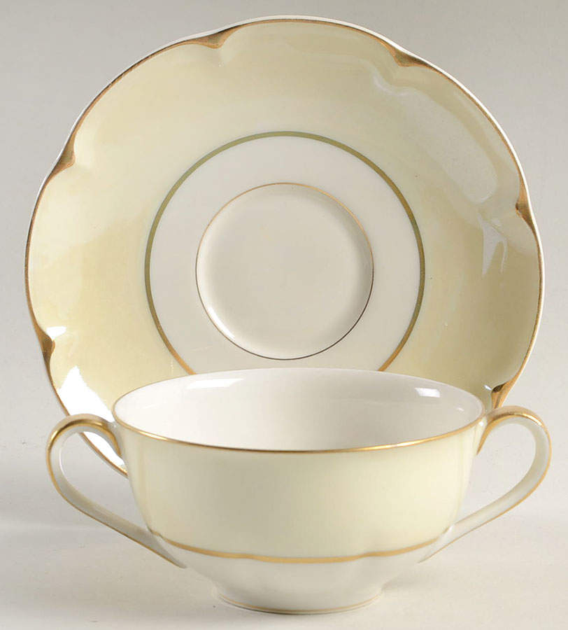 Ivory Flat Bouillon Cup & Saucer by Haviland-1