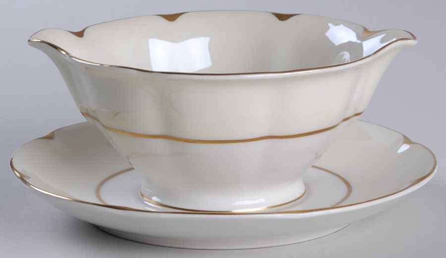 Ivory Gravy Boat with Attached Underplate by Haviland-1