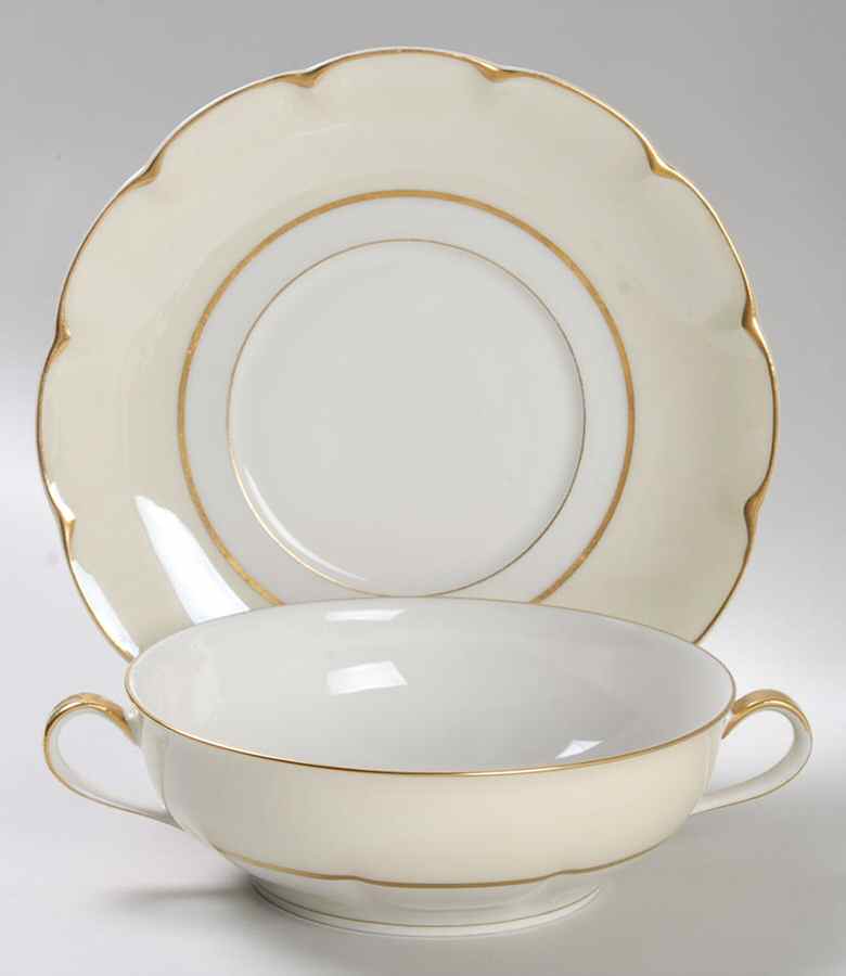 Ivory Flat Cream Soup Bowl & Saucer Set by Haviland-1