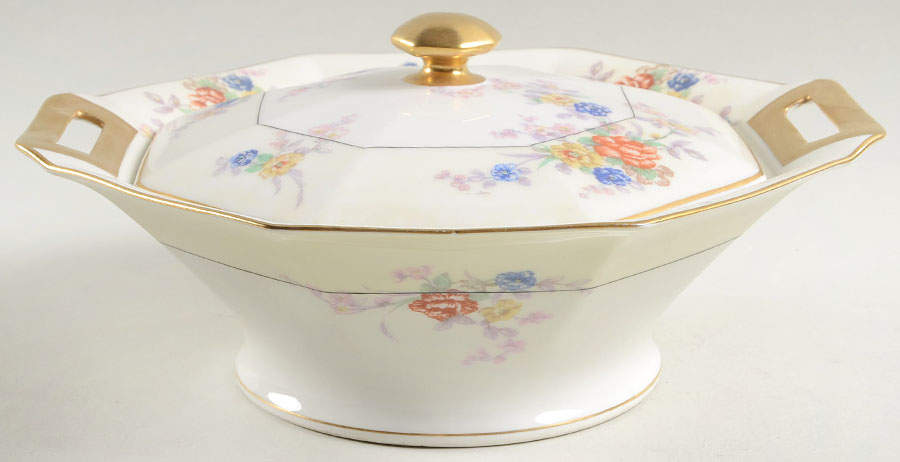 Jewel (Cream & White) Octagonal Covered Vegetable by Haviland-1