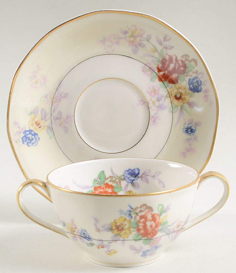 Jewel (Cream & White) Flat Bouillon Cup & Saucer by Haviland-1