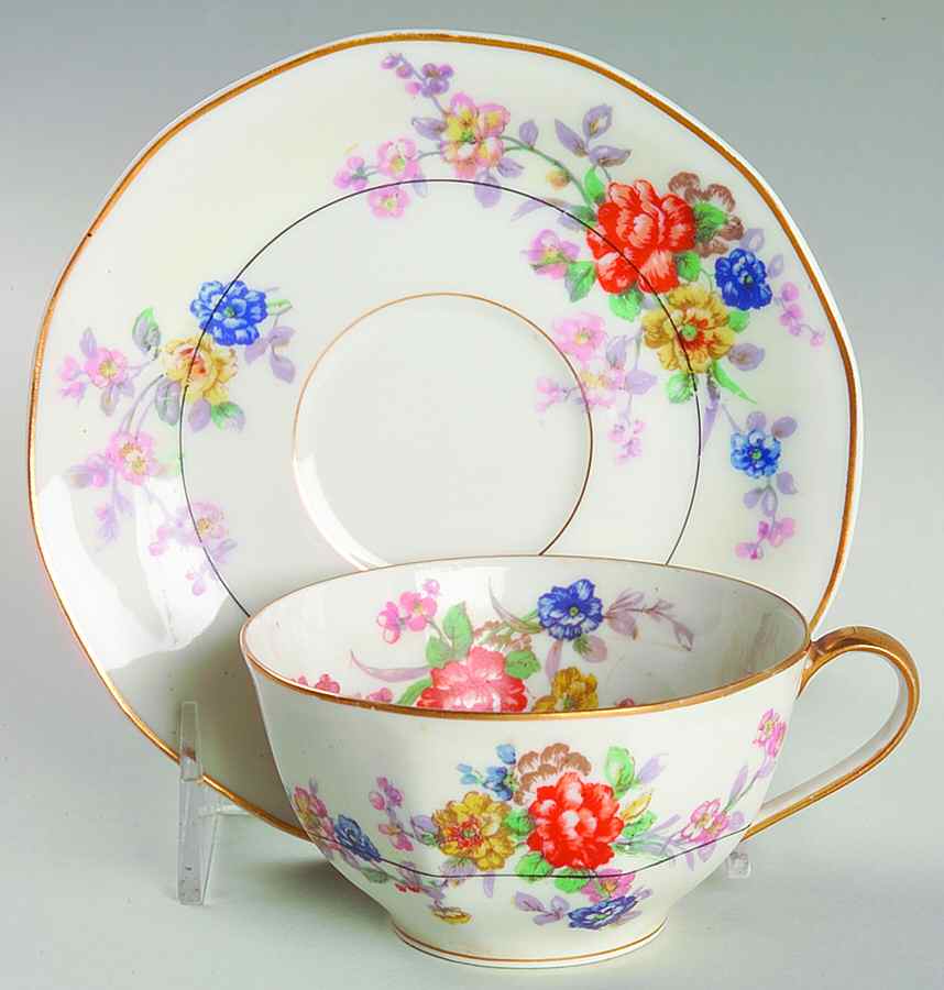 Jewel (Cream & White) Flat Cup & Saucer Set by Haviland-1