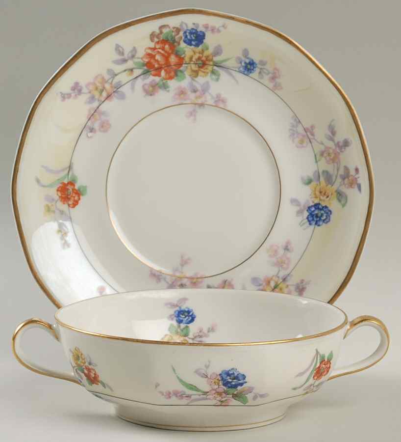 Jewel (Cream & White) Flat Cream Soup Bowl & Saucer Set by Haviland-1