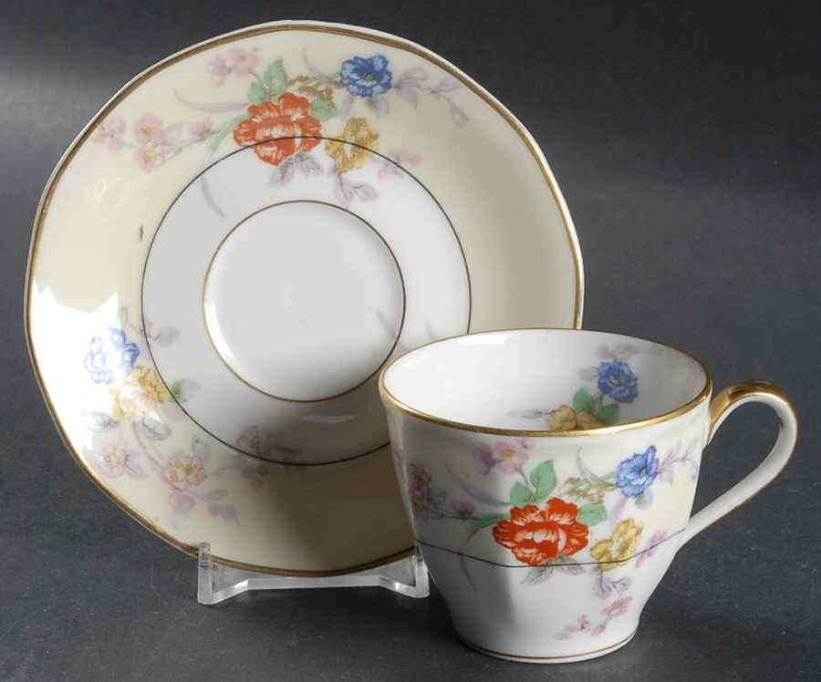 Jewel (Cream & White) Flat Demitasse Cup & Saucer Set by Haviland-1