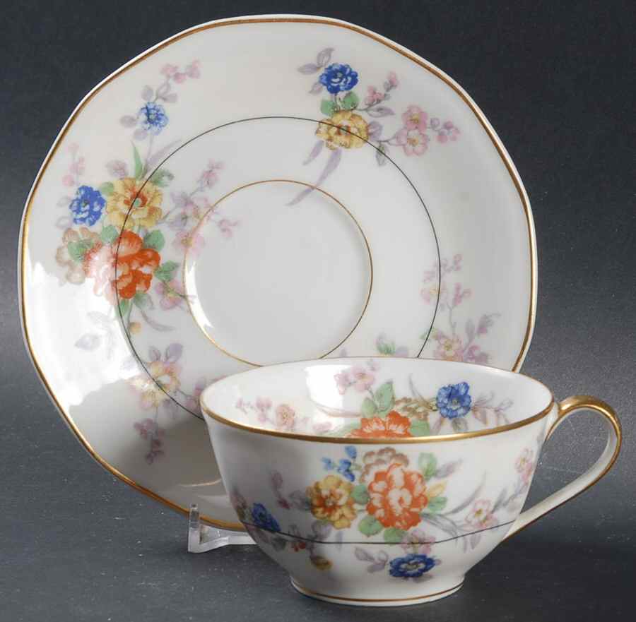 Jewel (White) Flat Cup & Saucer Set by Haviland-1