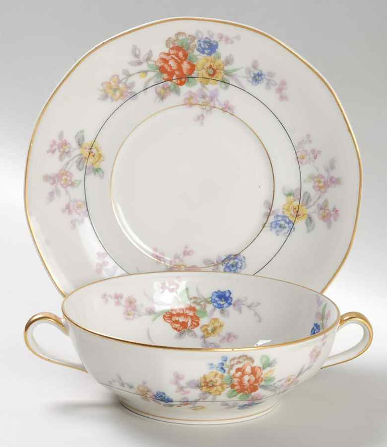 Jewel (White) Flat Cream Soup Bowl & Saucer Set by Haviland-1