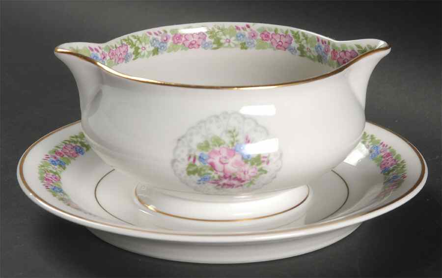 June Bride Gravy Boat with Attached Underplate by Haviland-1