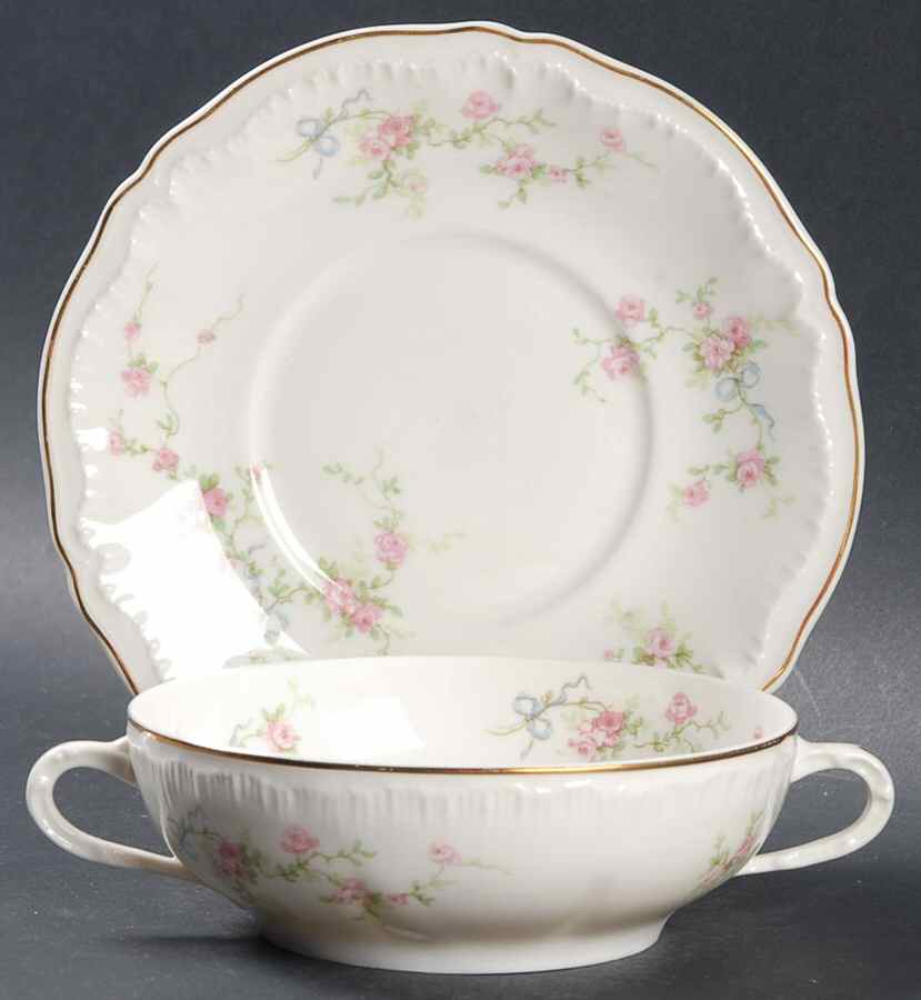 Juliet Footed Cream Soup Bowl & Saucer Set by Haviland-1