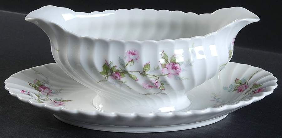 Julia (Red Backstamp) Gravy Boat with Attached Underplate by Haviland-1
