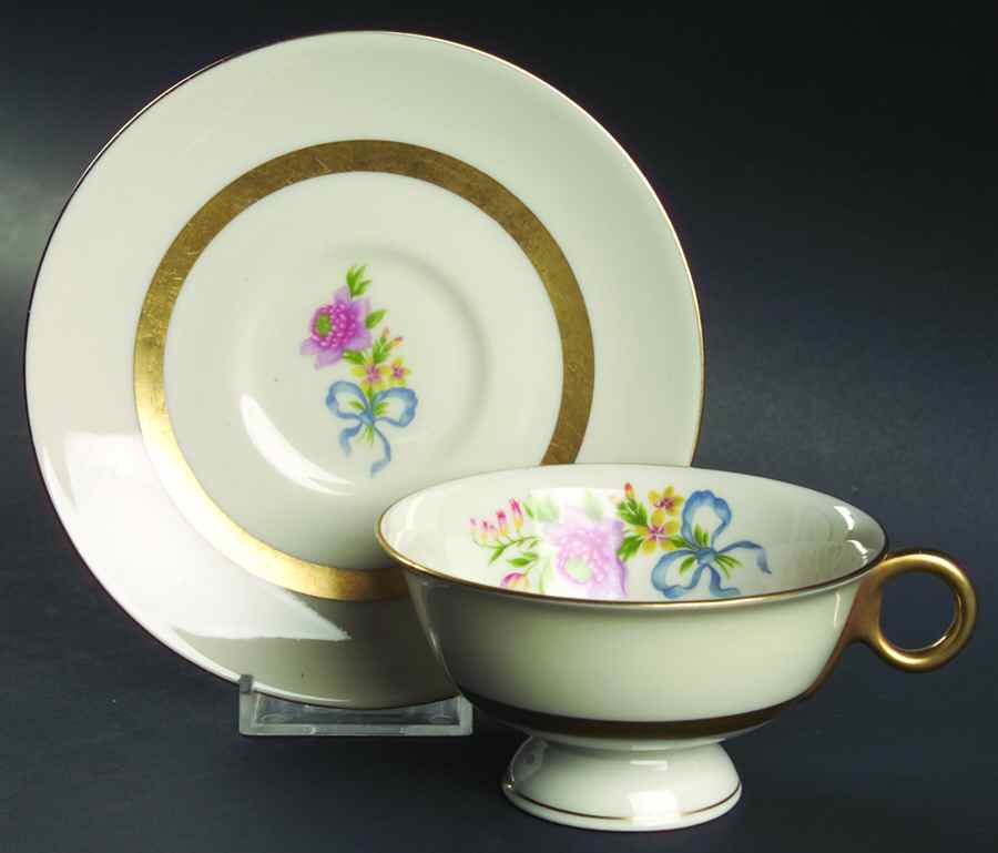Kenmore Footed Cup & Saucer Set by Haviland-1