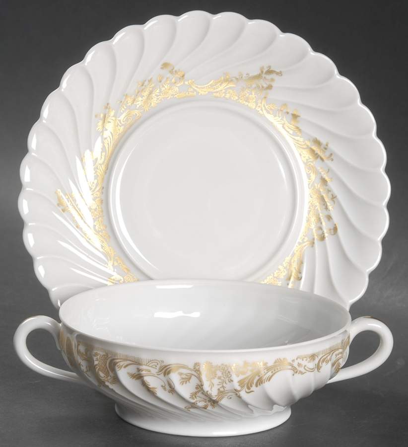 Ladore Flat Cream Soup Bowl & Saucer Set by Haviland-1