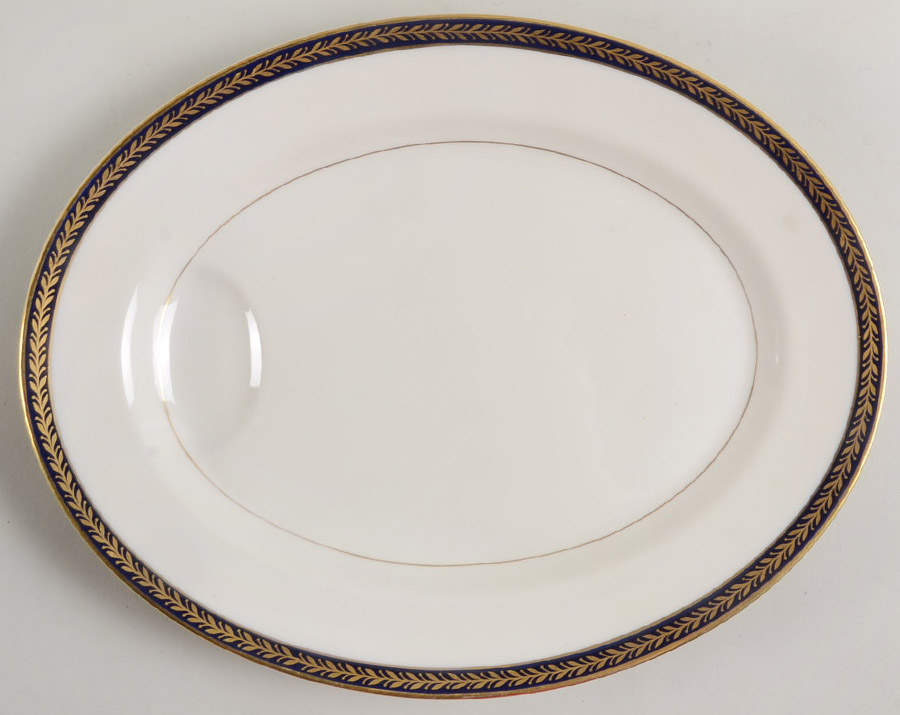 Lauria Blue 11" Oval Serving Platter by Haviland-1