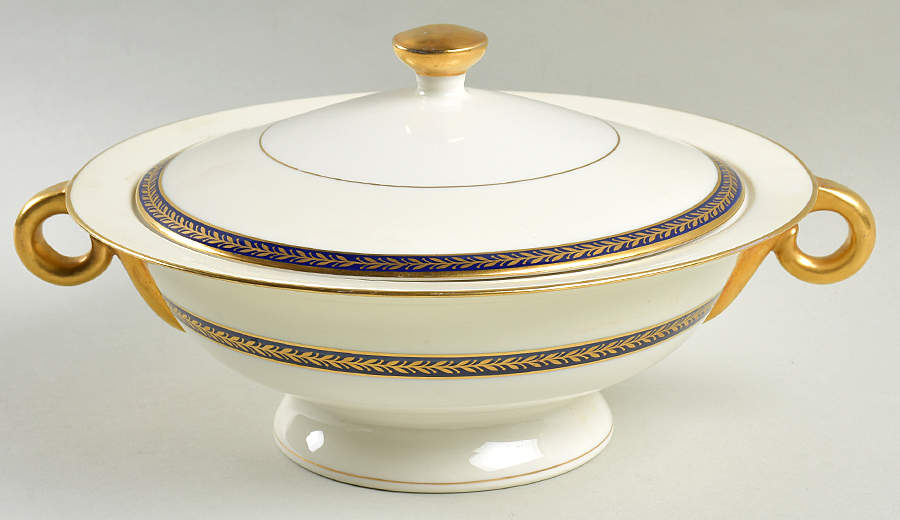 Lauria Blue Round Covered Vegetable by Haviland-1