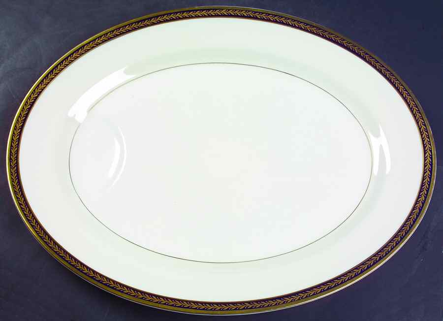 Lauria Blue 16" Oval Serving Platter by Haviland-1