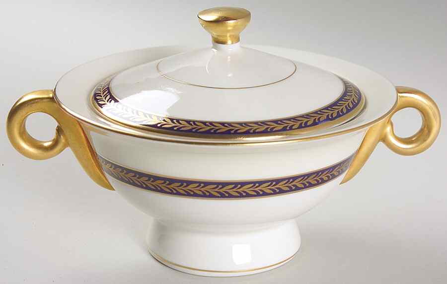 Lauria Blue Sugar Bowl & Lid by Haviland-1