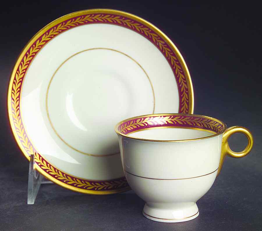 Lauria Red Footed Demitasse Cup & Saucer Set by Haviland-1