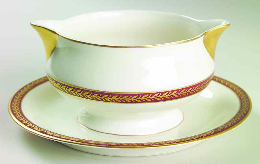 Lauria Red Gravy Boat with Attached Underplate by Haviland-1