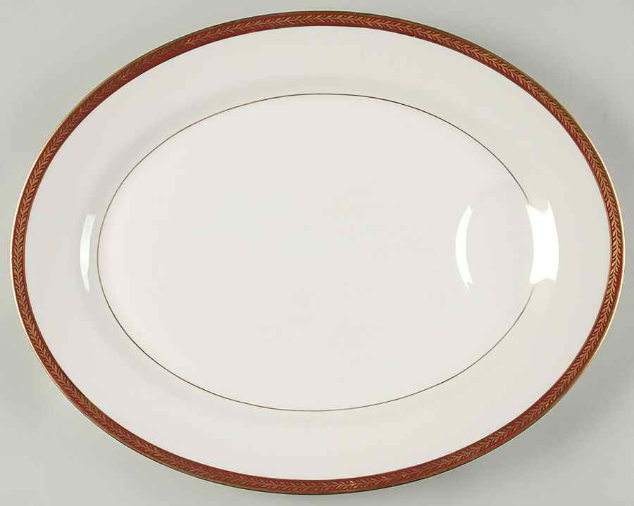 Lauria Red 16" Oval Serving Platter by Haviland-1