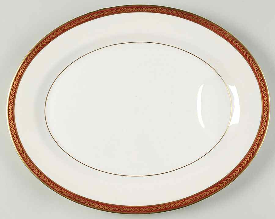 Lauria Red 14" Oval Serving Platter by Haviland-1