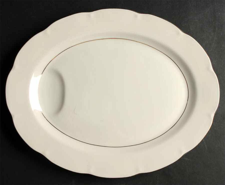 Leeds White 14" Oval Serving Platter by Haviland-1