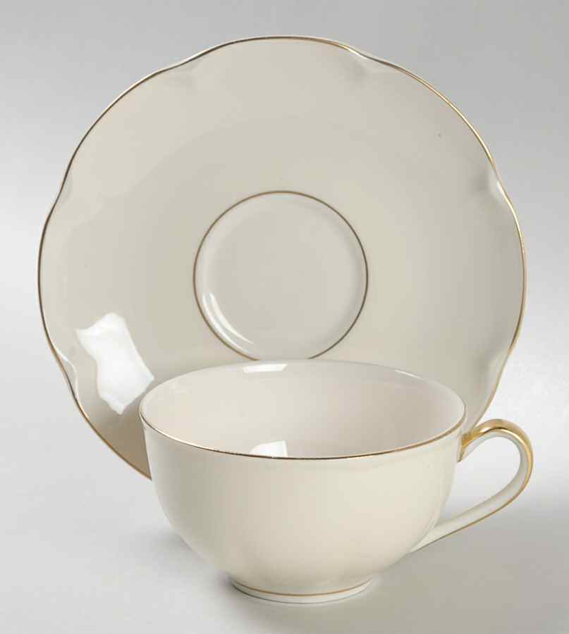 Leeds White Flat Cup & Saucer Set by Haviland-1