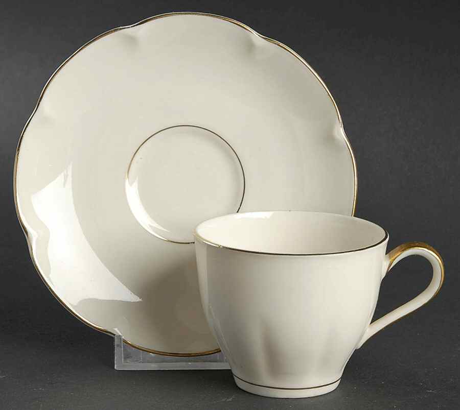 Leeds White Flat Demitasse Cup & Saucer Set by Haviland-1