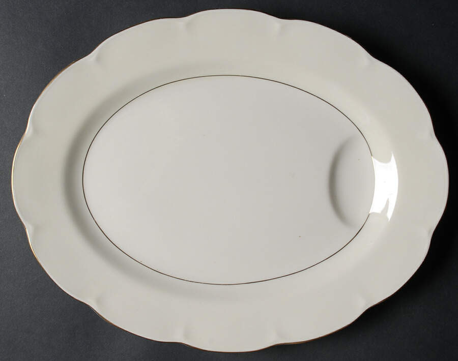 Leeds White and Cream 11" Oval Serving Platter by Haviland-1
