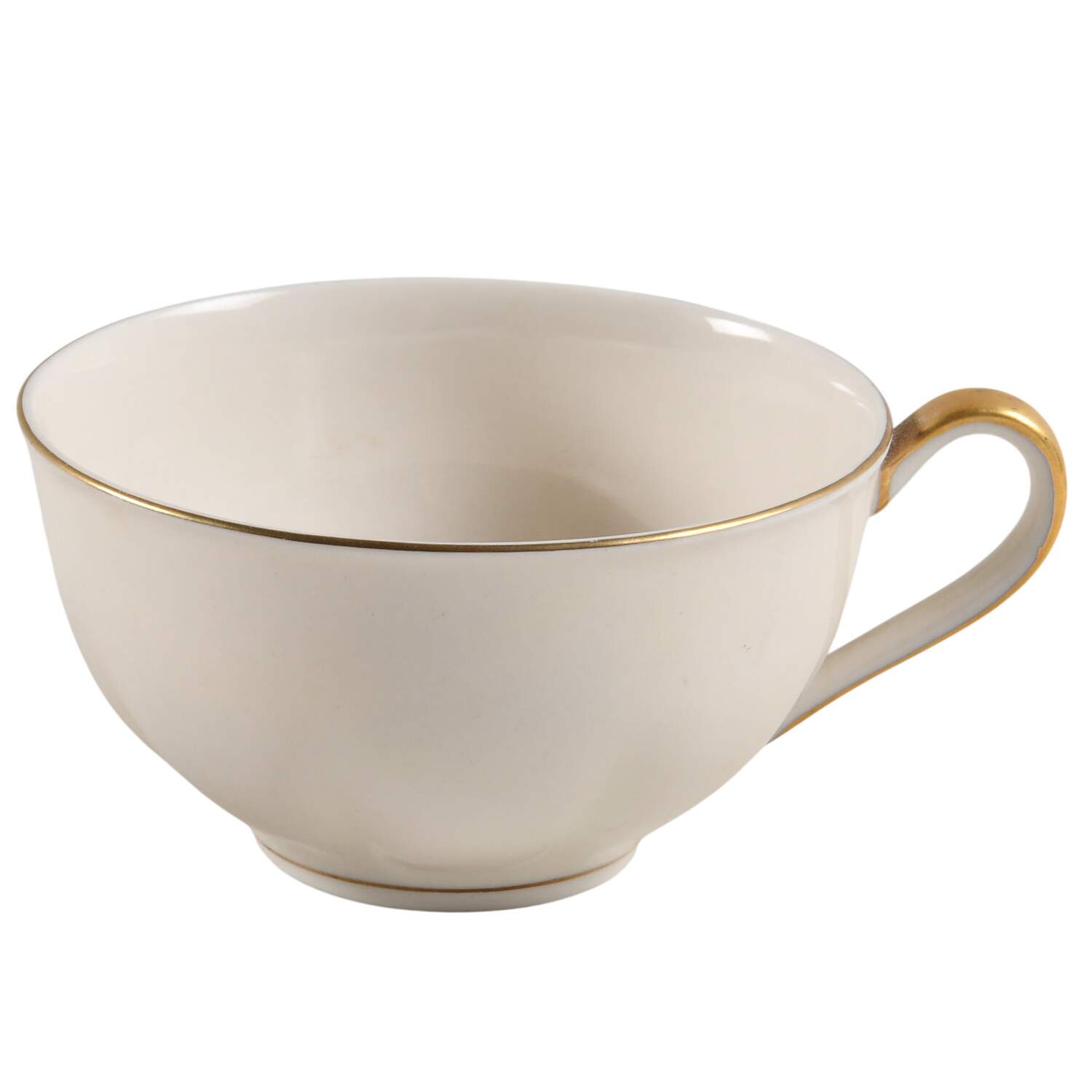Leeds White and Cream Flat Cup by Haviland-1