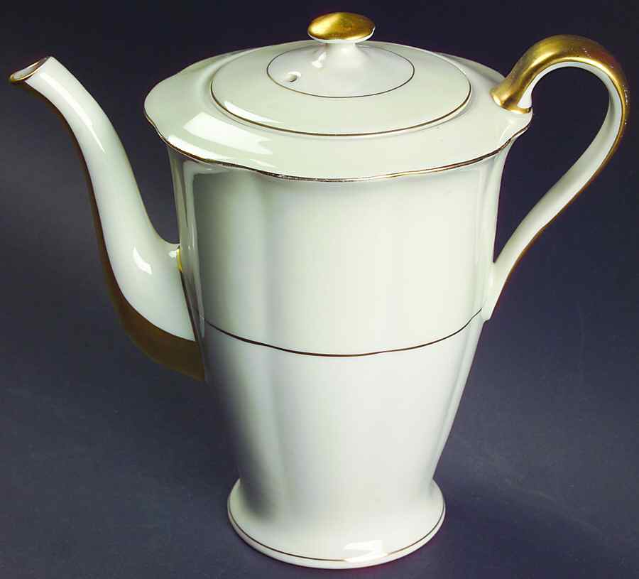 Leeds White and Cream Coffee Pot & Lid by Haviland-1