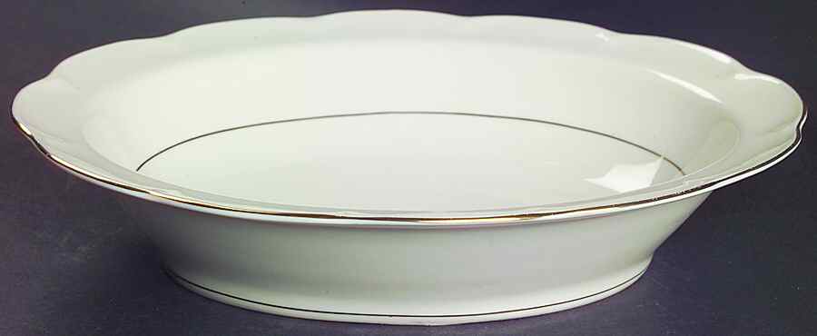 Leeds White and Cream 9" Oval Vegetable Bowl by Haviland-1