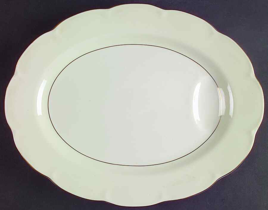 Leeds White and Cream 11" Oval Serving Platter by Haviland-1
