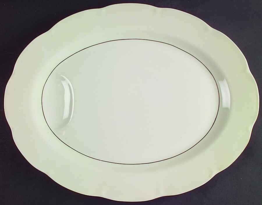 Leeds White and Cream 14" Oval Serving Platter by Haviland-1