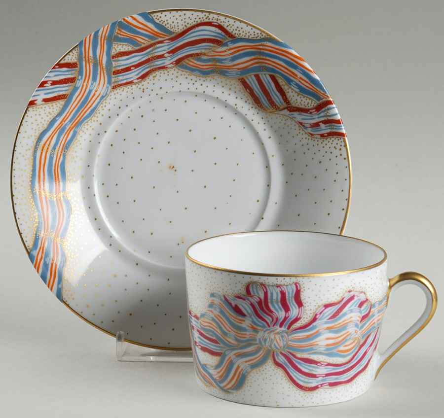 Les Rubans Flat Cup & Saucer Set by Haviland-1