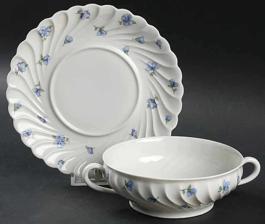Linette Flat Cream Soup Bowl & Saucer Set by Haviland-1
