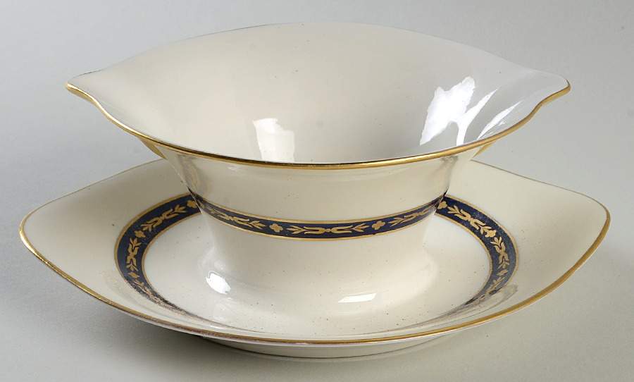 Lombardie Blue Gravy Boat with Attached Underplate by Haviland-1