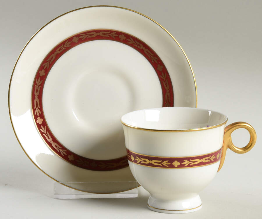 Lombardie Red Footed Demitasse Cup & Saucer Set by Haviland-1