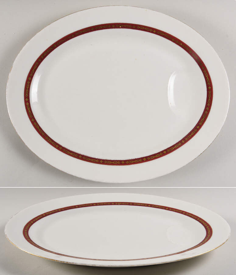 Lombardie Red 14" Oval Serving Platter by Haviland-1