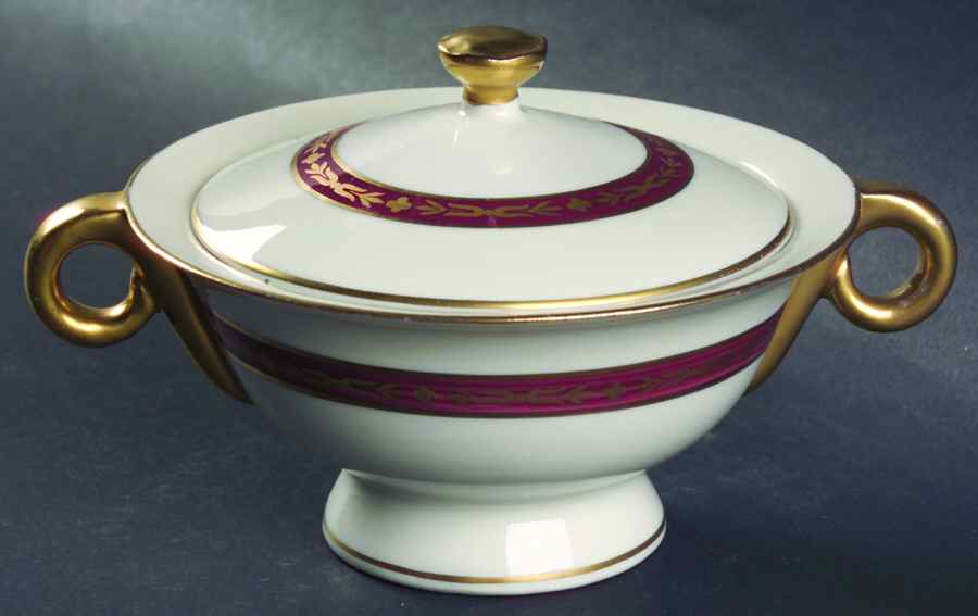 Lombardie Red Sugar Bowl & Lid by Haviland-1