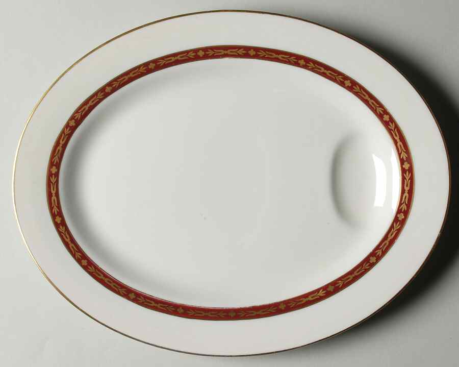 Lombardie Red 11" Oval Serving Platter by Haviland-1