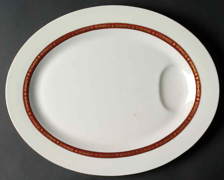 Lombardie Red 13" Oval Serving Platter by Haviland-1